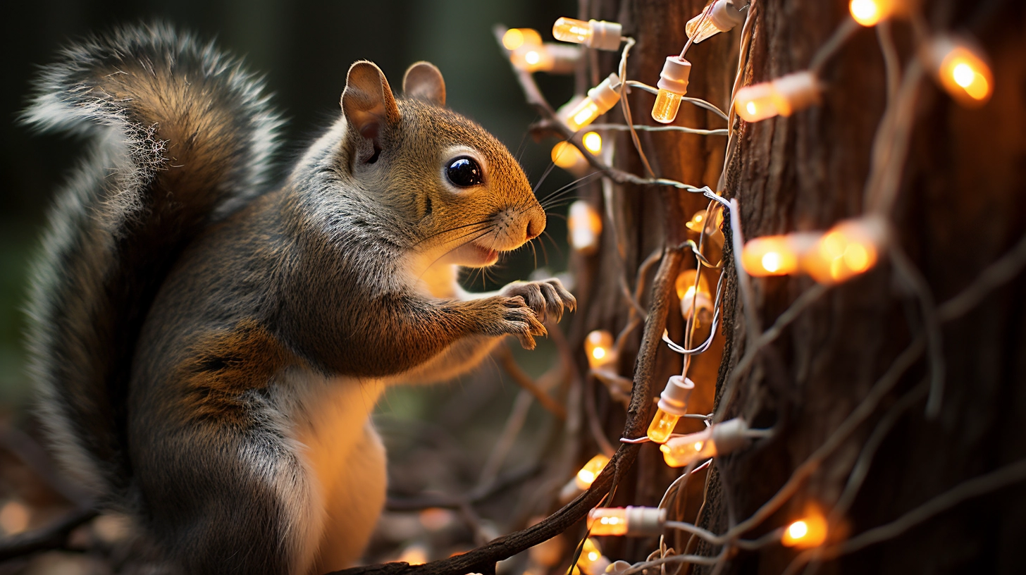 Christmas lights chewed by Squirrels